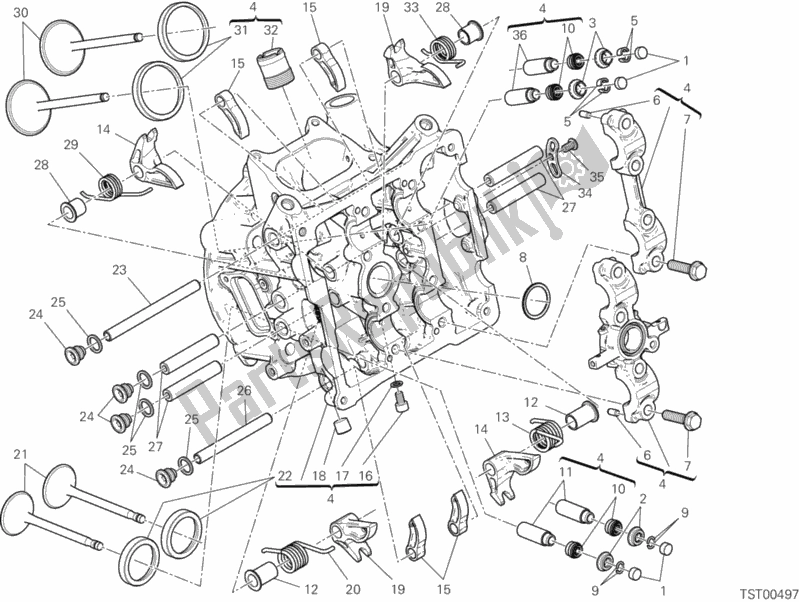 All parts for the Horizontal Head of the Ducati Superbike 1199 Panigale S ABS USA 2013